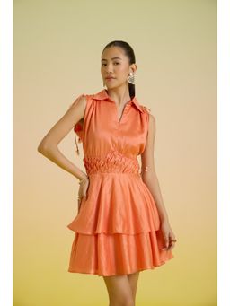 HOUSE OF HEATHER - Orange Sunset Sorbet Layered Mini Dress