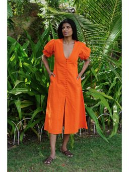Taru Jaipur - Orange Ember Midi Dress