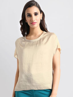 Kazo - Beige Sheer Back Top