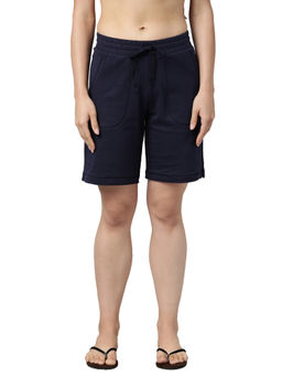 Enamor - Drawstring Knee length Mid Rise Bermuda Shorts For Women - E080