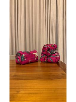 The Indian Artisan - Pink Jungle Pouch (Set of 3)