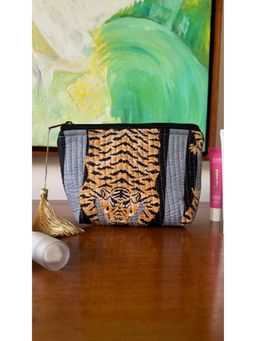 The Indian Artisan - Grey and Black Tiger Pouch (M)
