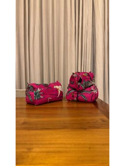 The Indian Artisan - Pink Floral Pouch (Set of 3)