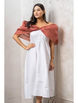 Label Swish - White Cotton Bow Organza Midi Dress