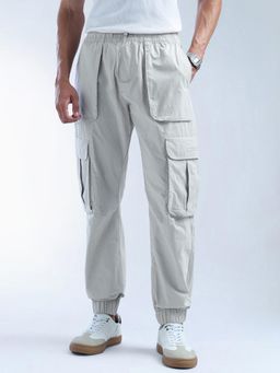 Flying Machine - Grey Solid Relaxed Fit Joggers