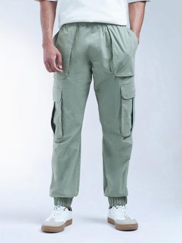 Flying Machine - Green Solid Relaxed Fit Joggers