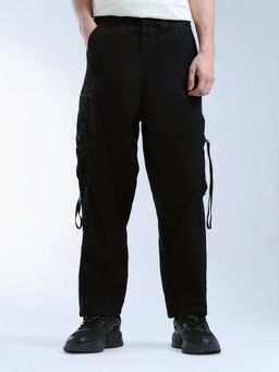 Flying Machine - Black Mid Rise Twill Loose Fit Cargo
