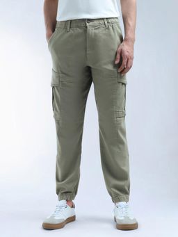 Flying Machine - Green Mid Rise Relaxed Fit Joggers