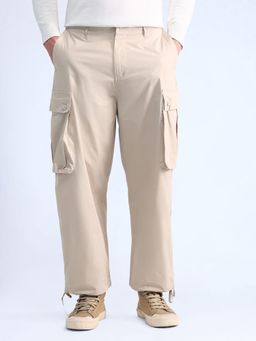 Flying Machine - Beige Textured Relaxed Fit Cargo