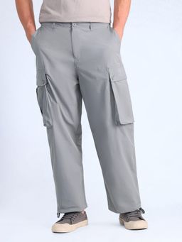 Flying Machine - Grey Textured Relaxed Fit Cargo