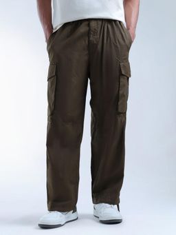 Flying Machine - Brown Relaxed Fit Solid Cargo