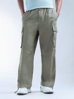 Flying Machine - Green Relaxed Fit Solid Cargo