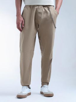 Flying Machine - Brown Twill Relaxed Tapered Fit Jogger
