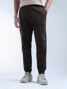 Flying Machine - Brown Twill Relaxed Tapered Fit Jogger