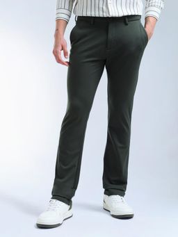 Flying Machine - Green Knitted Solid Slim Trousers