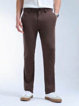 Flying Machine - Brown Solid Straight Fit Trousers