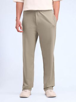 Flying Machine - Grey Solid Flat Front Trousers