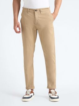 Flying Machine - Brown Slash Slim Tapered Solid Chinos