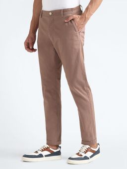 Flying Machine - Pink Slash Slim Tapered Fit Solid Chinos