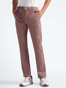Flying Machine - Pink Relaxed Straight Solid Trousers