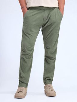 Flying Machine - Green Corduroy Relaxed Fit Jogger
