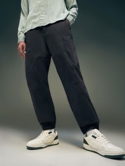 Flying Machine - Black Relaxed Fit Solid Jogger