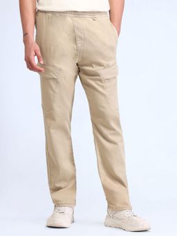 Flying Machine - Yellow Solid Slim Fit Cargo