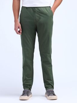 Flying Machine - Green Relaxed Straight Fit Mid Rise Trousers