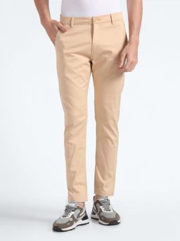 Flying Machine - Beige Slash Slim Solid Trousers