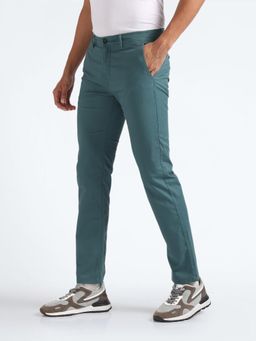 Flying Machine - Green Straight Solid Twill Chinos