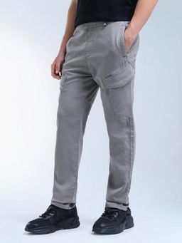 Flying Machine - Grey Straight Fit Solid Cargo