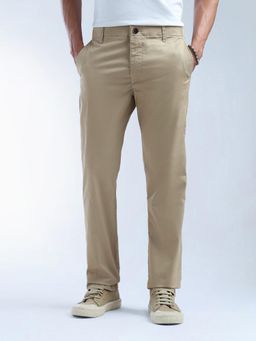 Flying Machine - Brown Mid Rise F-Jango Straight Fit Twill Trousers