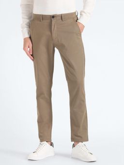 Flying Machine - Brown Slash Slim Straight Fit Twill Trousers