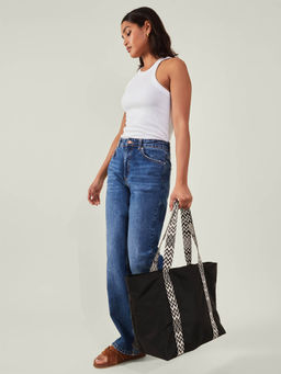 Accessorize London - Women'S Black Webbing Strap Tote Bag