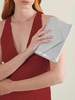 Accessorize London - Women'S Silver Envelope Clutch