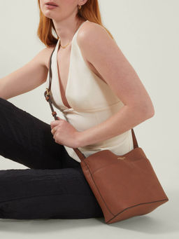 Accessorize London - Women'S Brown Mini Bucket Sling Bag