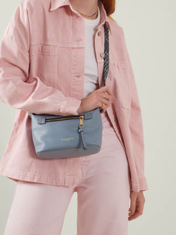 Accessorize London - Women'S Blue Mini Zip Sling Bag