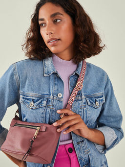 Accessorize London - Women'S Pink Mini Zip Sling Bag