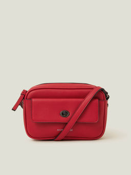 Accessorize London - Women'S Red Twist Lock Pocket Sling Bag