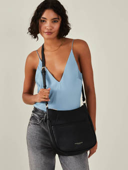 Accessorize London - Women'S Black Large Messenger Bag