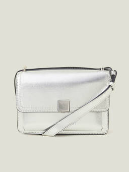 Accessorize London - Women'S Silver Square Lock Boxy Sling Bag