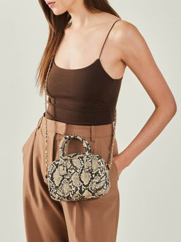 Accessorize London - Women'S Cream Faux Snake Mini Sling Bag