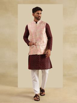 SOJANYA - Jacquard Silk Kurta with Pyjama and Nehru Jacket (Set of 3)
