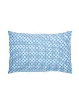 RATAN JAIPUR - Rose Jaal Blue Hand Screen Print Cotton Pillow Cover