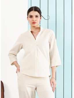 AAREIN - Women Off White Flex Asymmetrical Top