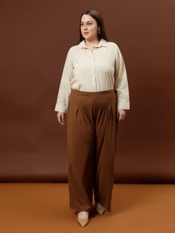 AAREIN - Women Off-White Solid Linen Shirt