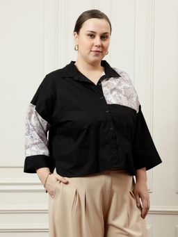 AAREIN - Women Black Nude Patch Shirt