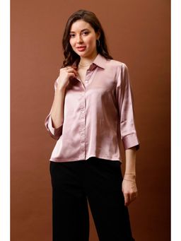 AAREIN - Women Champagne Satin Formal Shirt