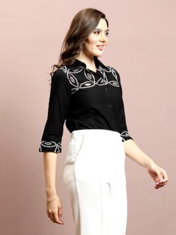 AAREIN - Women Black Cutwork Shirt