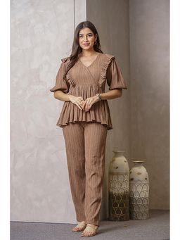 Label Swish - Lulu Brown Rippled Fabric Top with Pants